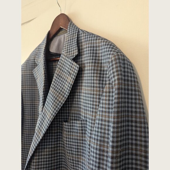 CORNELIANI - Light blue check jacket - Sz 60 - Picture 2 of 8